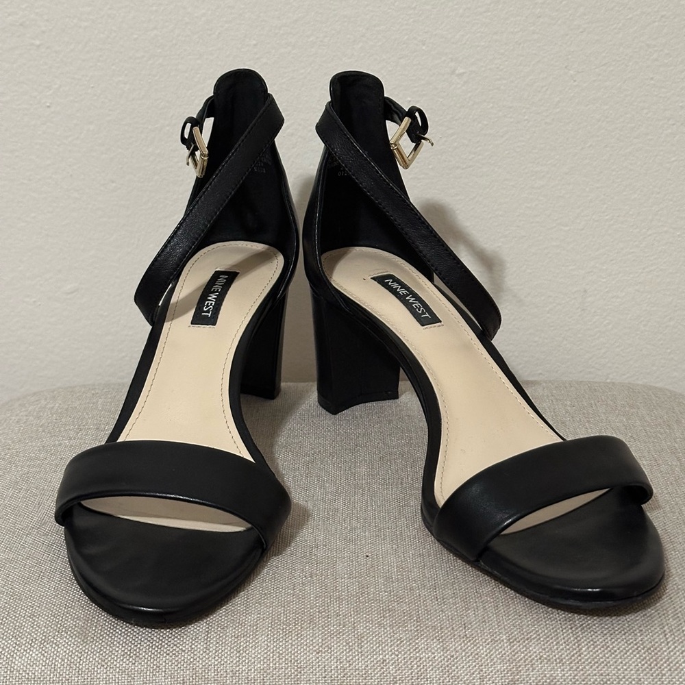 Nine West Black Strappy Heels